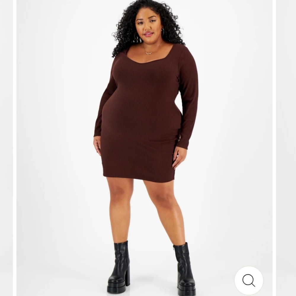 NWT Bar III Plus Size Ribbed Sweetheart Neck Mini Dress Size 3X